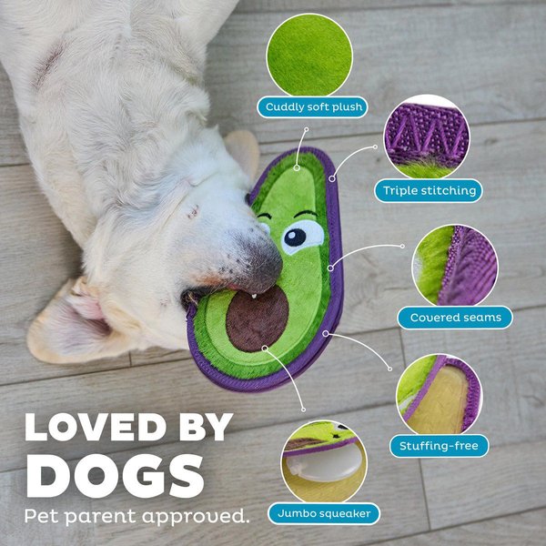Show full view: Outward Hound Tough Skinz Durable Squeaky Stuffing-Free with Two Layers Dog Toy, Avocado, Medium slide 4 of 7