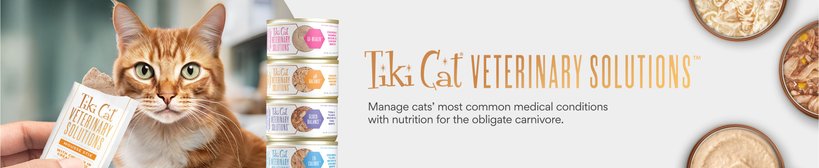 Tiki Cat Veterinary Solutions. Manage cats' most common medical conditions with nutrition for the obligate carnivore