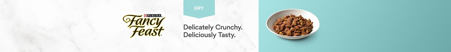 Fancy Feast Dry Food. Delicately Crunchy. Deliciously Tasty.