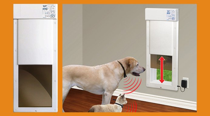 Electronic ripagare dog door for large dogs