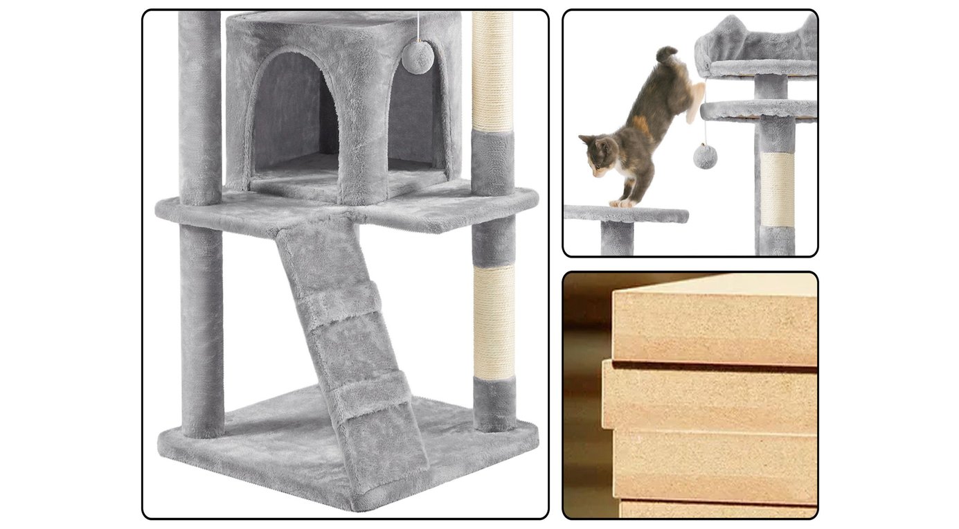 YAHEETECH Activity Tower Basic 46-in Cat Tree, Light Gray - Chewy.com