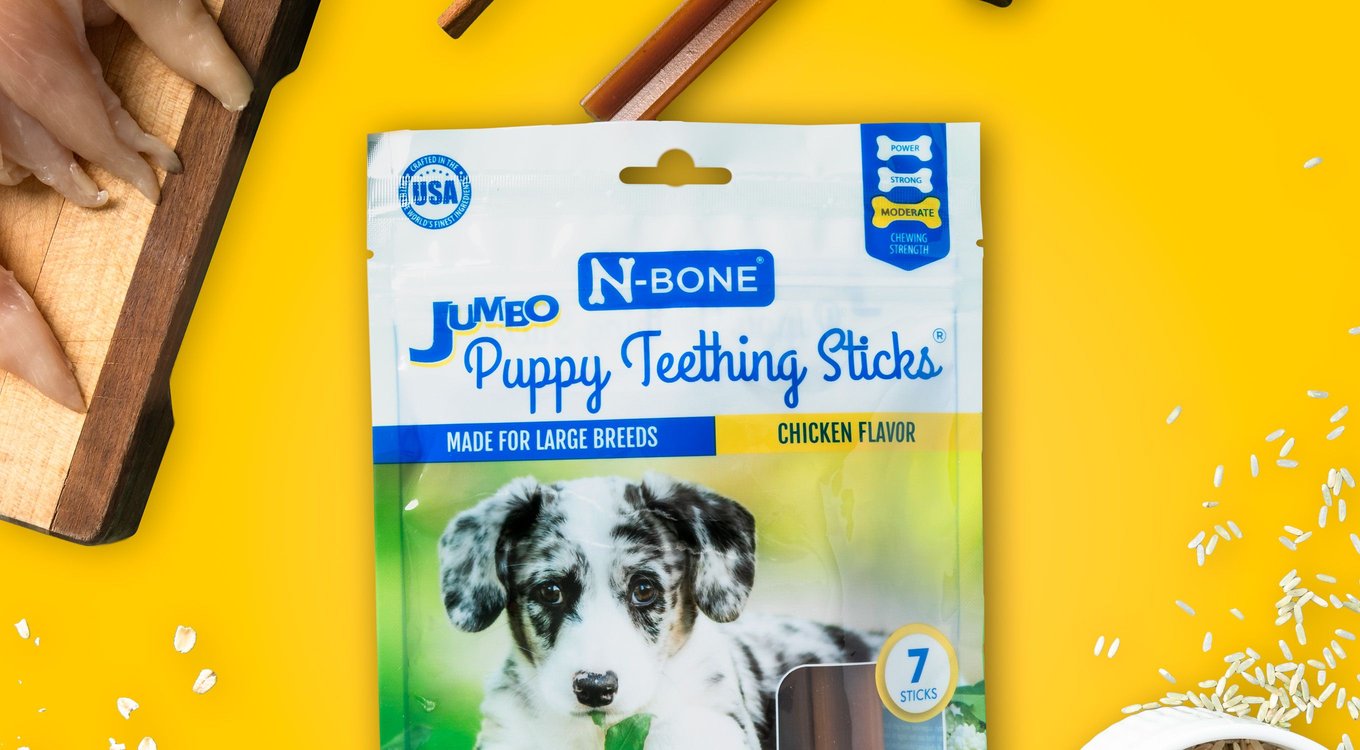 NBONE Chicken Flavor Puppy Jumbo Teething Sticks Dog Treats, 7.28oz