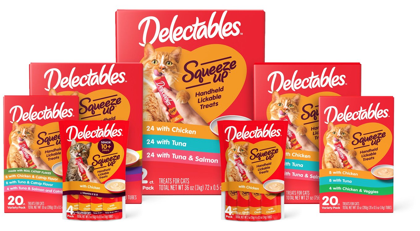 Hartz Delectables Squeeze Up Catnip Flavored Variety Pack Grain-Free Lickable Cat Treats, 0.5-oz tube, case of 20