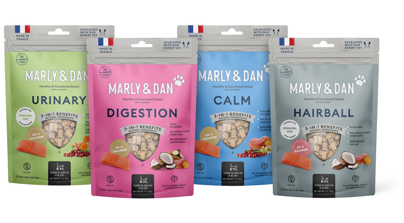 Marly & Dan Salmon Treats for Cats with Chamomile, Calming Recipe, 3oz bag