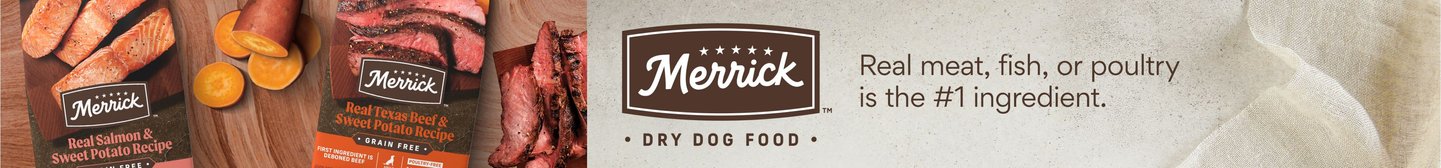 Merrick Dry Dog Food.  Real meat, fish, or poultry is the #1 ingredient.