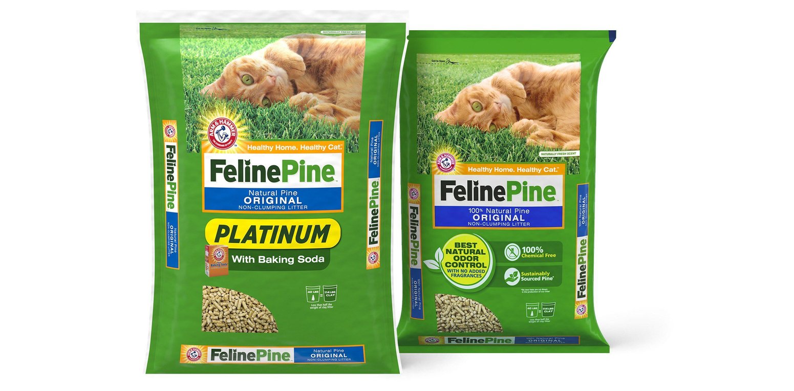FELINE PINE Scoop Unscented Clumping Wood Cat Litter, 8lb bag