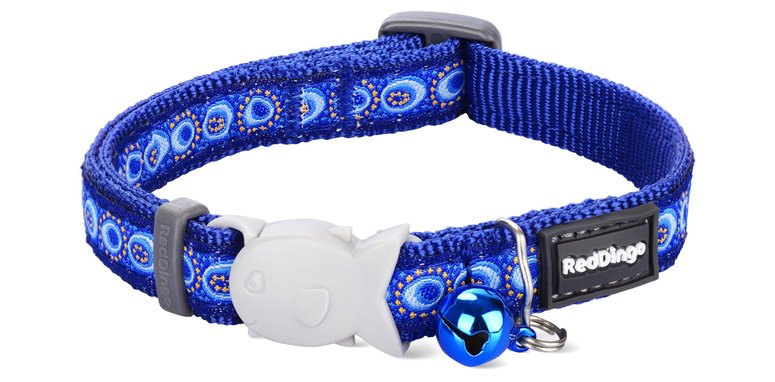 RED DINGO Cosmos Nylon Breakaway Cat Collar with Bell Dark Blue 8 to 12.5 in neck 1 2 in wide Chewy