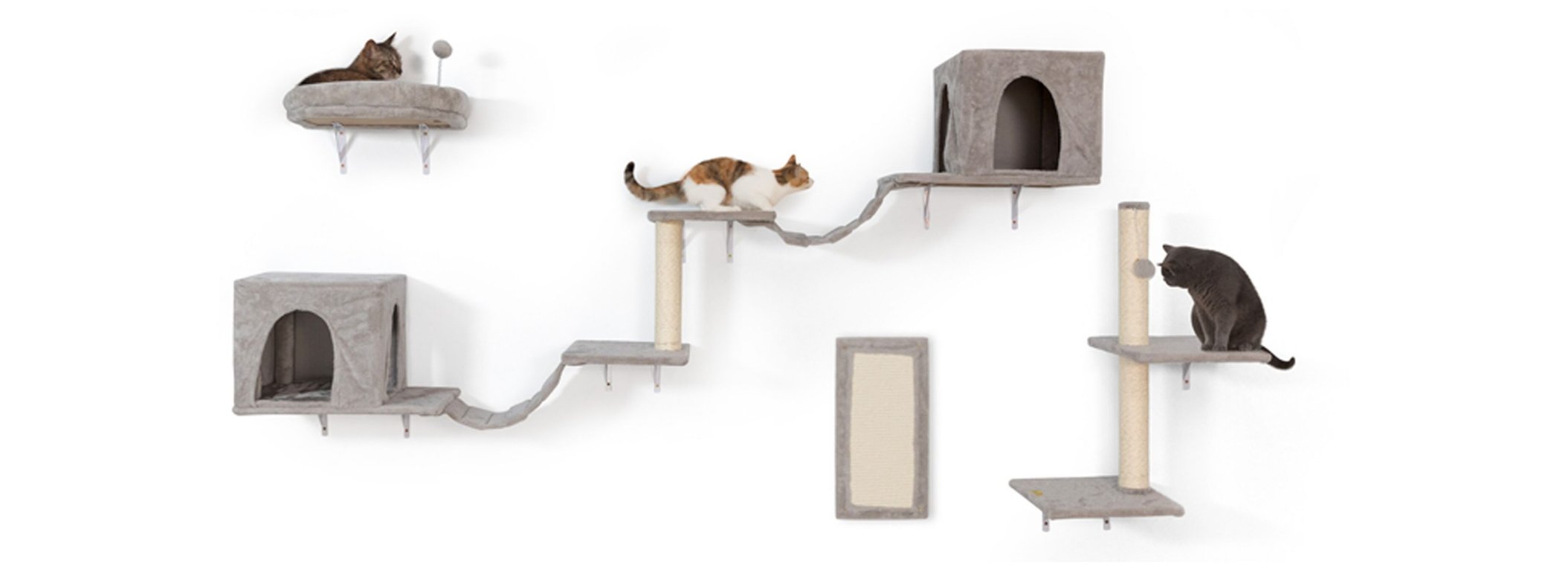 COZIWOW Wall Mounted Cat Shelves, Beige, Large