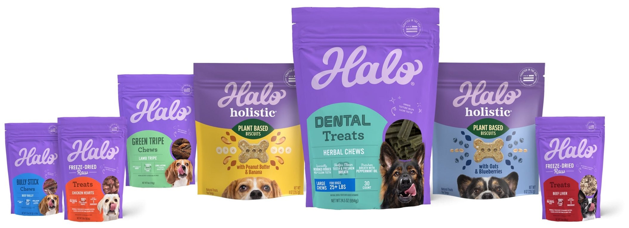 Halo Bully Sticks Dog Treats, 6 count