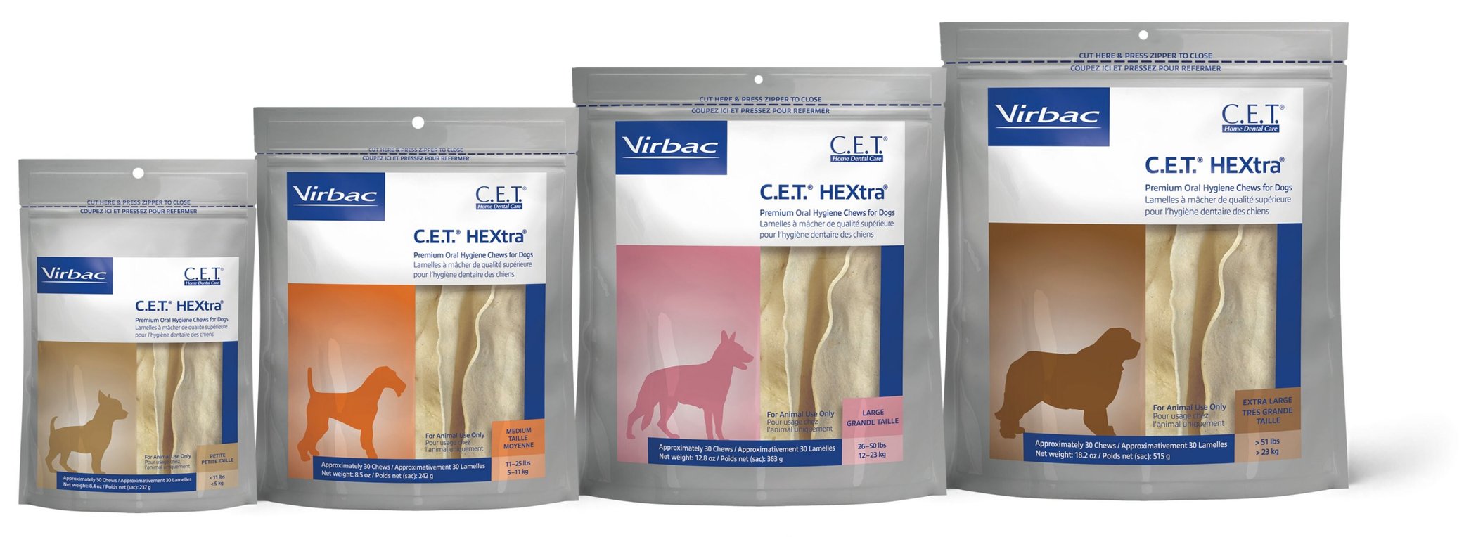 VIRBAC C.E.T. HEXtra Dental Chews for Dogs over 51lbs, 1.13lb bag, 2