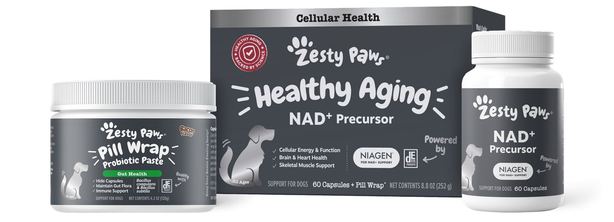 ZESTY PAWS Healthy Aging NAD Precursor Cellular Energy Brain Heart