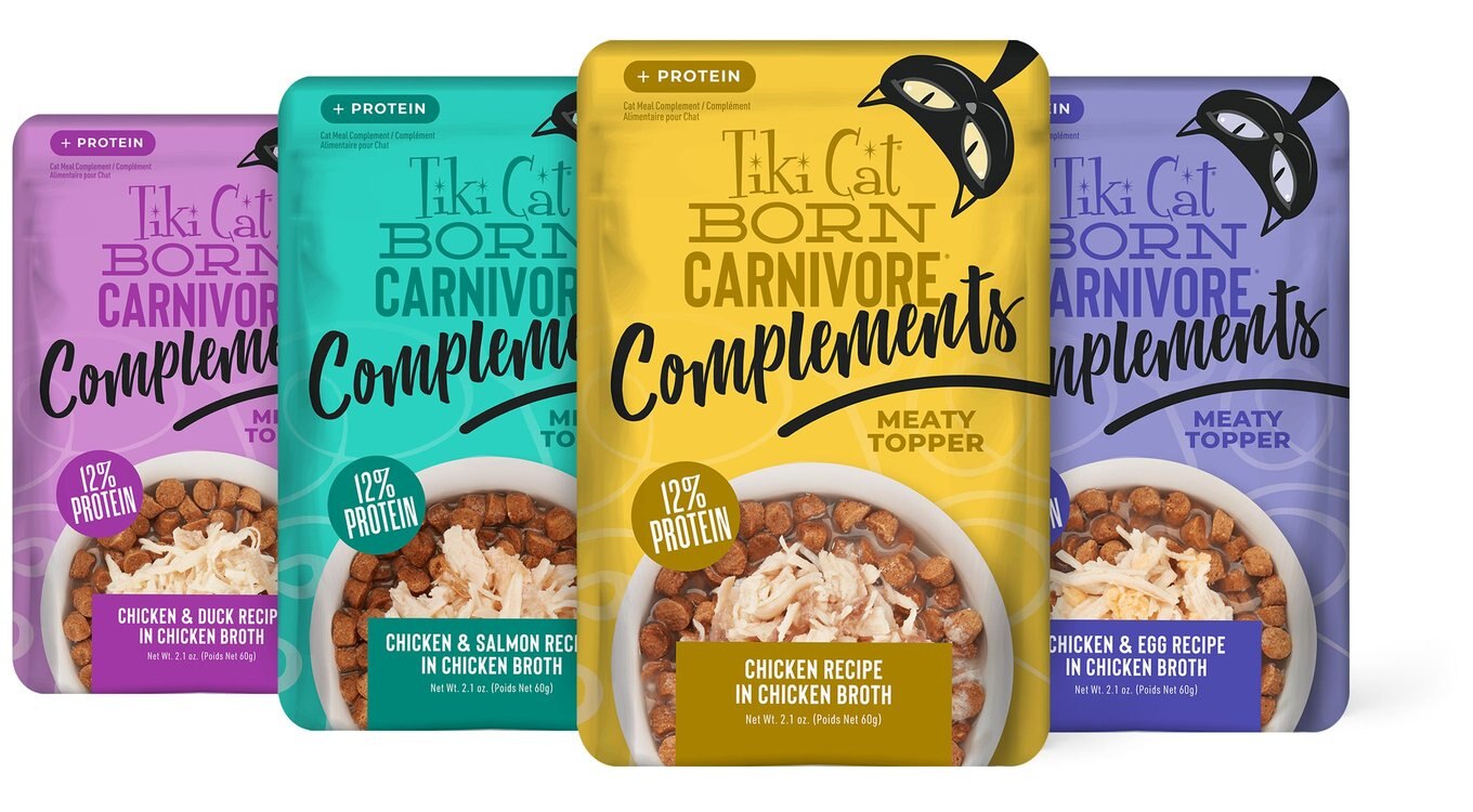 Tiki Cat Born Carnivore Complements Chicken & Salmon Recipe in Chicken Broth Wet Cat Food Topper, 2.1-oz, case of 8