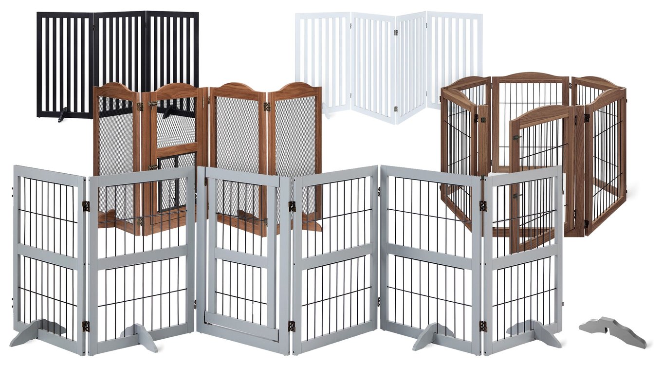 UNIPAWS Free Standing Dog Gate, Espresso, 36-in, 5-panel - Chewy.com