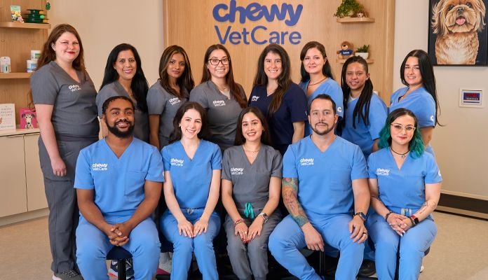Members of the Chewy Vet Care Coral Springs care team gathered in the clinic