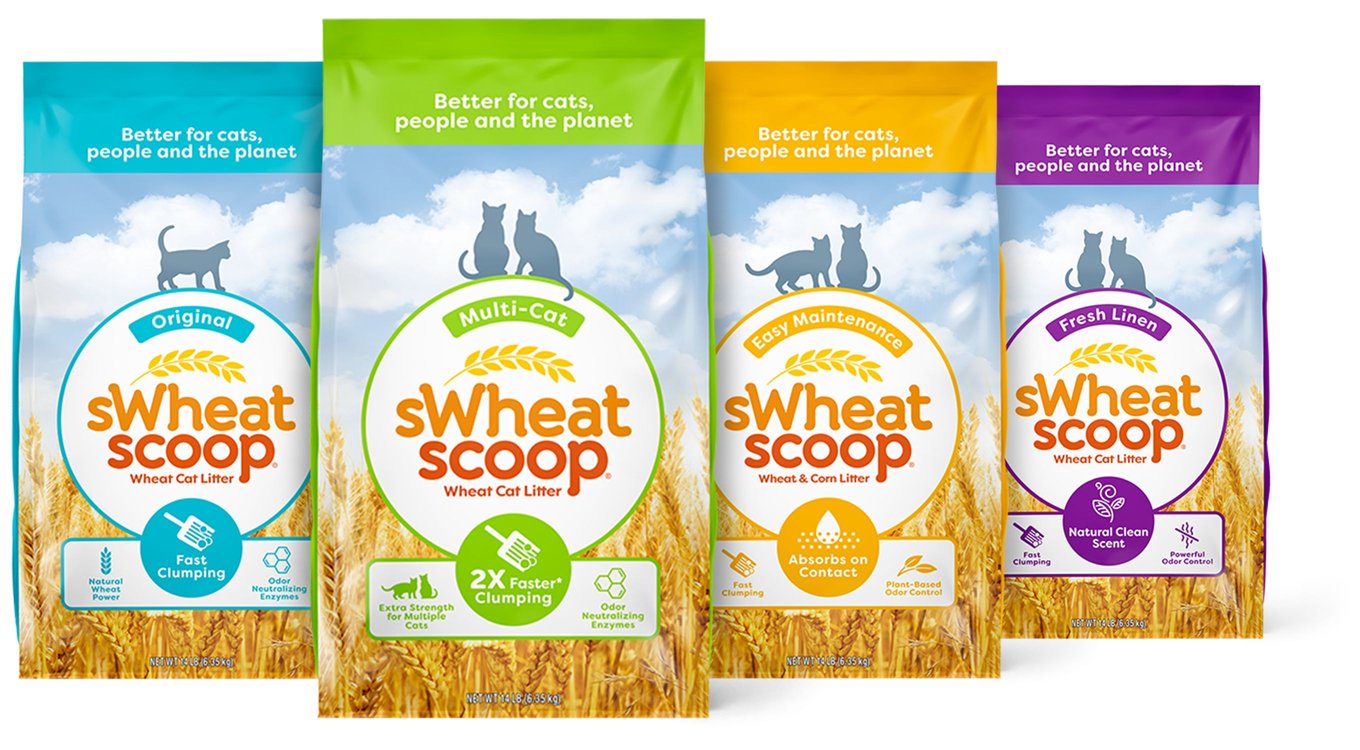 SWHEAT SCOOP MultiCat Natural Clumping Wheat Cat Litter, 12lb bag
