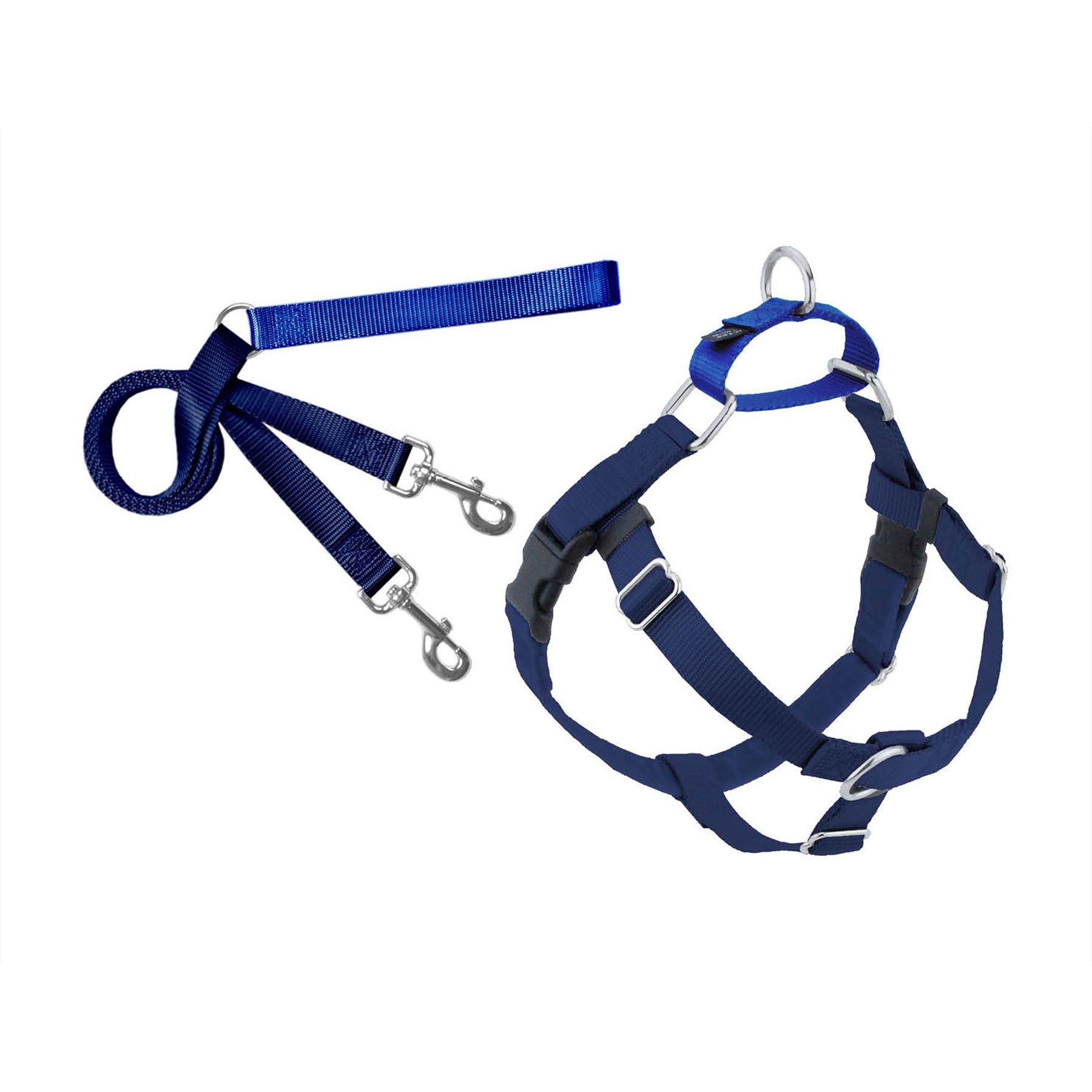 Large 1-in Navy Freedom No Pull Dog Harness & Leash, 2 Hounds Design