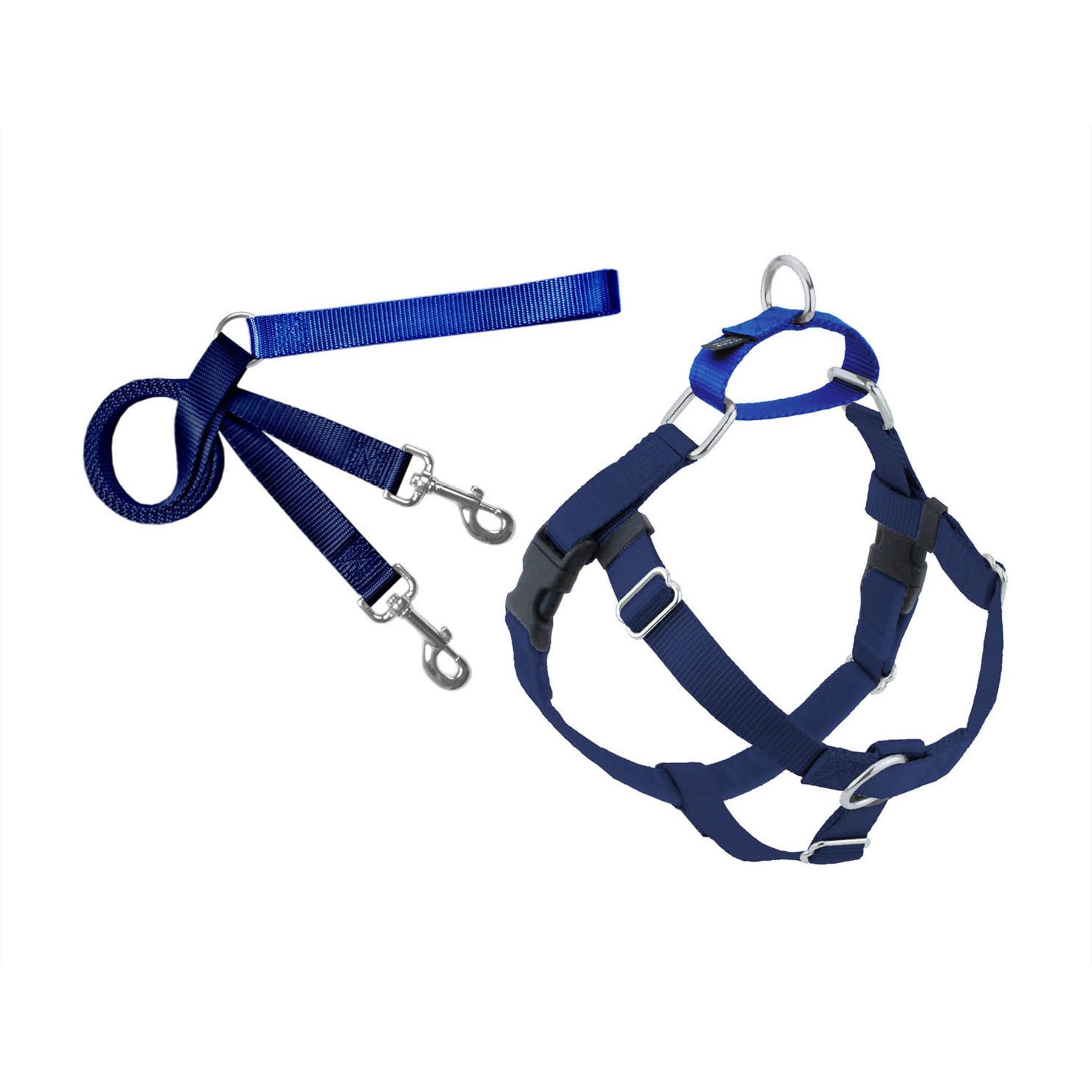 Medium 1-in Navy Freedom No Pull Dog Harness & Leash, 2 Hounds Design