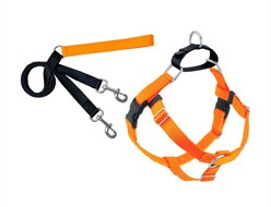 2 Hounds Design Freedom No Pull Nylon Dog Harness & Leash, Neon Orange, Medium: 22 to 28-in chest, 1-in wide