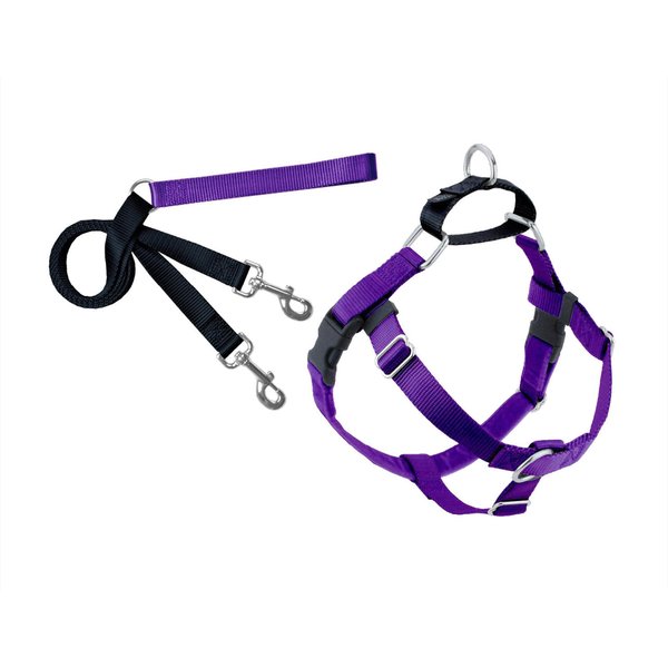 HOUNDS DESIGN Freedom No Pull Nylon Dog Harness Leash, Purple