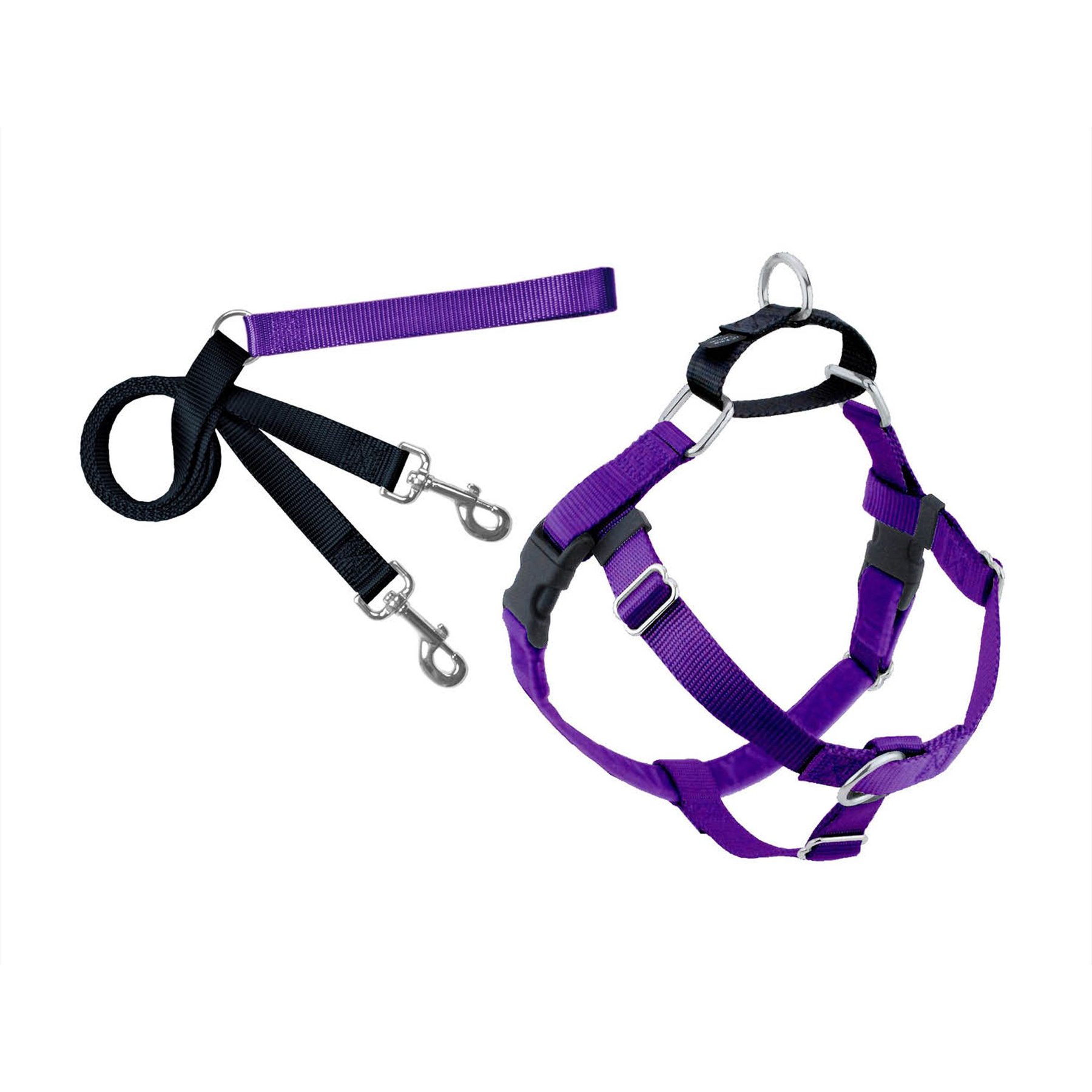 X-Small 5/8 in Purple Freedom No Pull Dog Harness & Leash, 2 Hounds Design