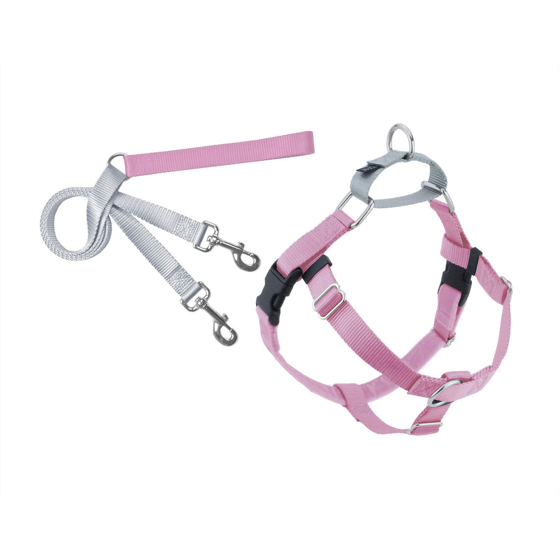 Large 1-in Rose Pink Freedom No Pull Dog Harness & Leash, 2 Hounds Design