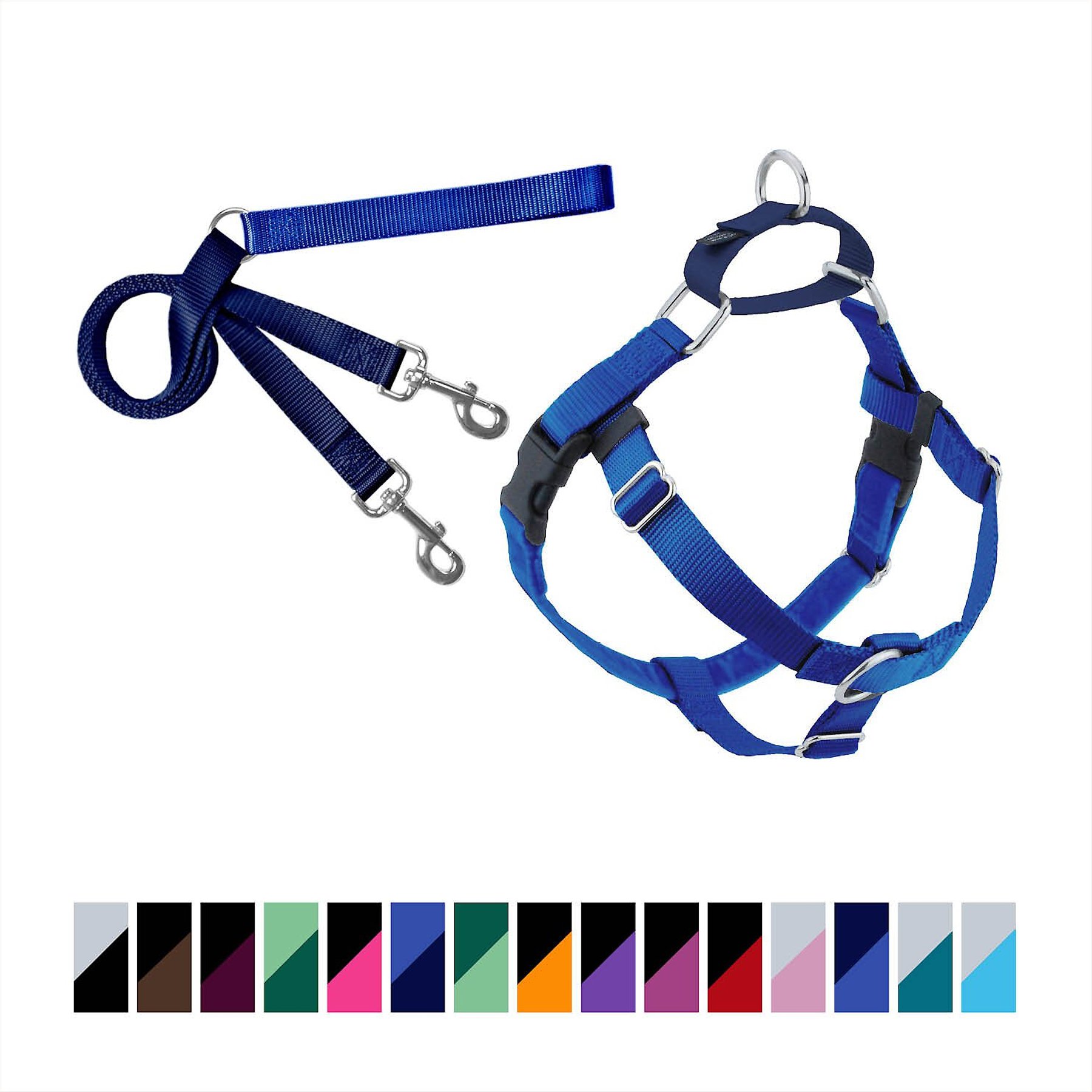 X-Small 5/8 in Royal Blue Freedom No Pull Dog Harness & Leash, 2 Hounds Design