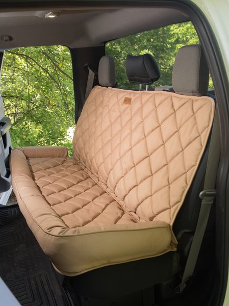 3 Dog Pet Supply Crew Cab Truck Seat Protector with Bolster, Large, Tan