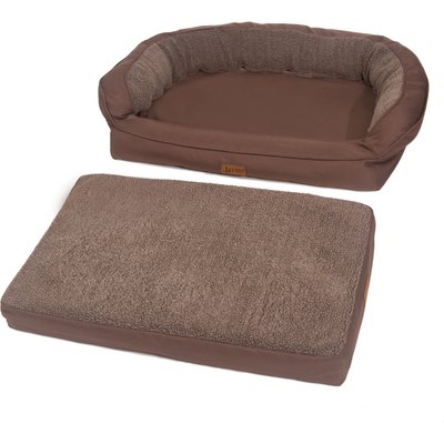 3 Dog Pet Supply 3 Dog Pet Supply EZ Wash Fleece Headrest Dog Bed, Chocolate, Large
