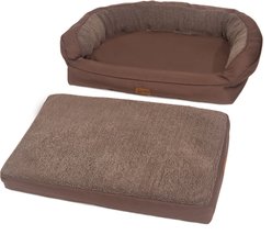 3 Dog Pet Supply EZ Wash Fleece Headrest Memory Foam Dog Bed, Chocolate, Large slide 2 of 4