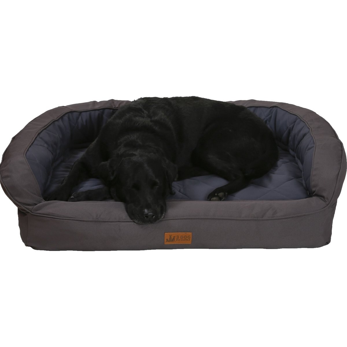 3 Dog Pet Supply EZ Wash Softshell Orthopedic Bolster Dog Bed with Removable Cover, Slate, Medium
