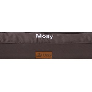 3 Dog Pet Supply EZ Wash Softshell Personalized Orthopedic Bolster Dog Bed with Removable Cover, Slate, Medium