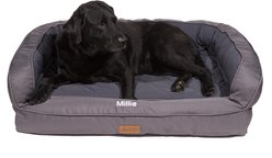 3 Dog Pet Supply EZ Wash Softshell Personalized Orthopedic Bolster Dog Bed with Removable Cover, Slate, Small