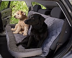 3 Dog Pet Supply Personalized Car Back Seat Protector with Bolster, Grey Fleece