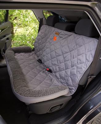 Show full view: 3 Dog Pet Supply Personalized Car Back Seat Protector with Bolster, Grey Fleece slide 2 of 5