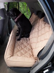 3 Dog Pet Supply Personalized Car Back Seat Protector with Bolster, Tan