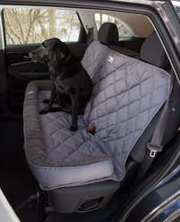 3 Dog Pet Supply Quilted Car Back Seat Protector with Bolster, Grey Fleece