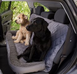 3 Dog Pet Supply Quilted Car Back Seat Protector with Bolster, Grey Fleece slide 2 of 5