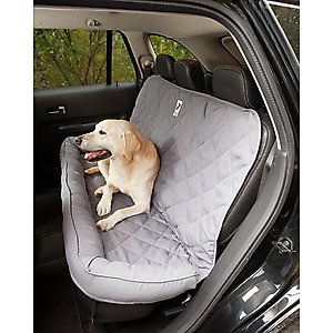 3 Dog Pet Supply Quilted Car Back Seat Protector with Bolster, Grey