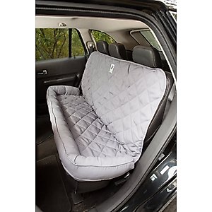 3 Dog Pet Supply Quilted Car Back Seat Protector with Bolster, Grey