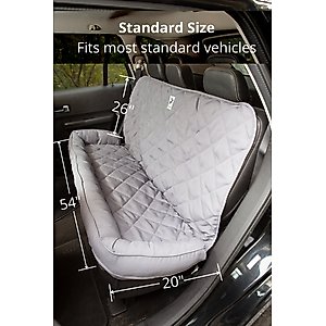 3 Dog Pet Supply Quilted Car Back Seat Protector with Bolster, Grey