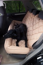 3 Dog Pet Supply Quilted Car Back Seat Protector with Bolster, Tan