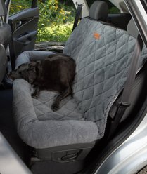 3 Dog Pet Supply Shearling Bolster Dog Car Seat Protector, Large, Gray