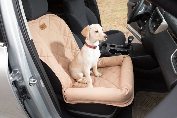 3 Dog Pet Supply Single Car Seat Protector with Bolster, Large, Tan