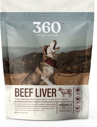 360 Pet Nutrition 100% Beef Liver Grain-Free Raw Freeze-Dried Dog Treats, 4-oz bag