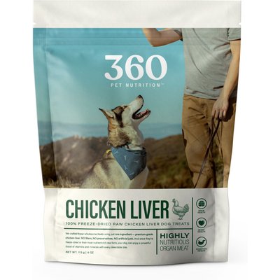 360 Pet Nutrition 360 Pet Nutrition 100% Chicken Liver Grain-Free Raw Freeze-Dried Dog Treats, 4-oz bag