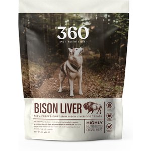 360 Pet Nutrition Bison Liver Grain-Free Freeze-Dried Dog Treats, 4-oz bag