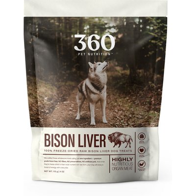 360 Pet Nutrition 360 Pet Nutrition Bison Liver Grain-Free Freeze-Dried Dog Treats, 4-oz bag