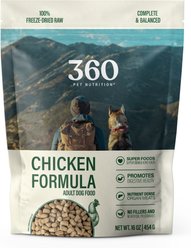 360 Pet Nutrition Chicken Grain-Free Adult Raw Freeze-Dried Dog Food, 16-oz bag