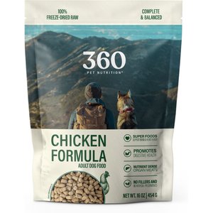 360 Pet Nutrition Chicken Grain-Free Adult Raw Freeze-Dried Dog Food, 16-oz bag