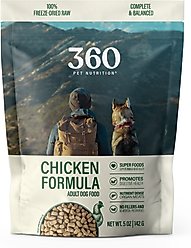 360 Pet Nutrition Chicken Grain-Free Adult Raw Freeze-Dried Dog Food, 5-oz bag